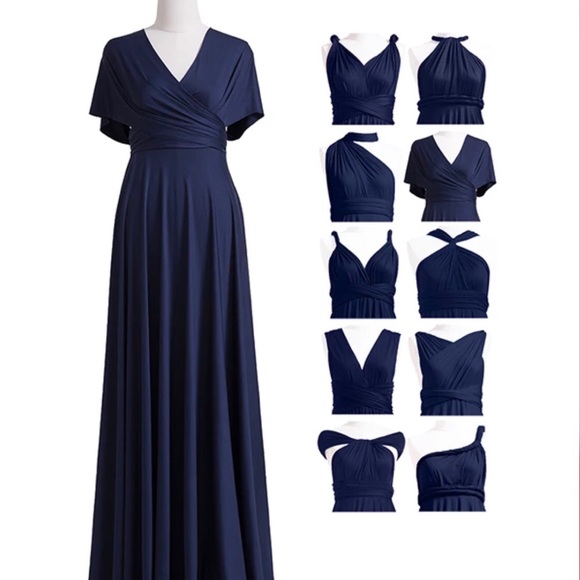 navy bridesmaid convertible dress - Picture 2 of 3